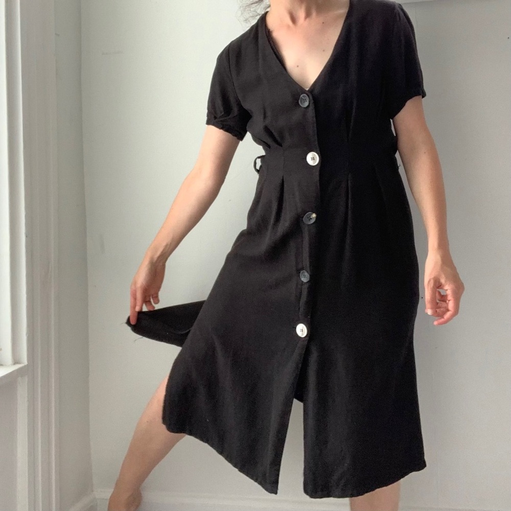 simple tailored linen pleated dress